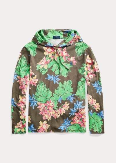 Men's Polo Ralph Lauren Floral Jersey Hooded T Shirts | 751962BPW